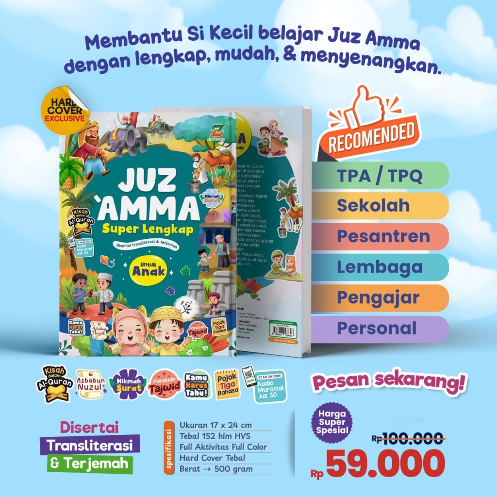 Buku Juz Amma Superlengkap untuk Anak Custom Nama - Juz Amma Juz 30 Lengkap Berwarna - Ziyadbooks