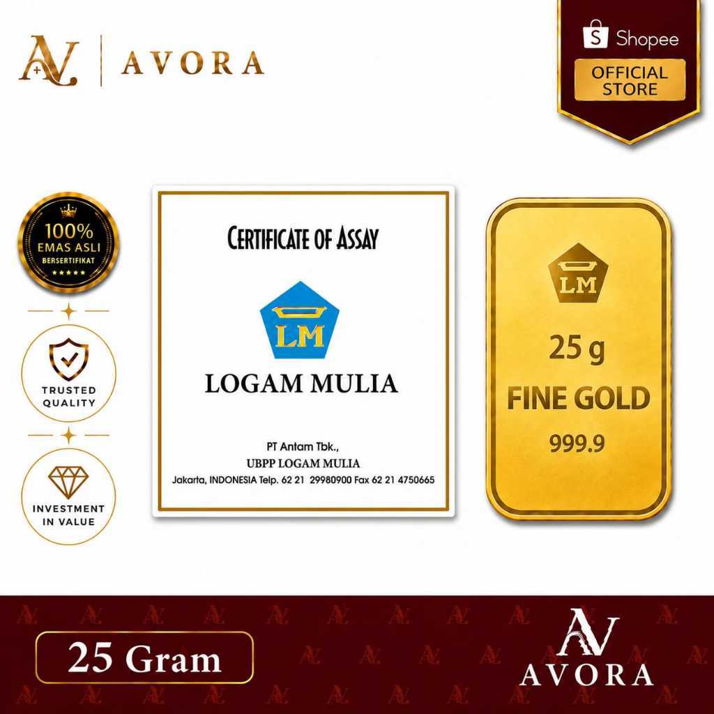 Avora Emas Logam Mulia Antam Retro Berdiri LM 25 Gram Tahun 2026