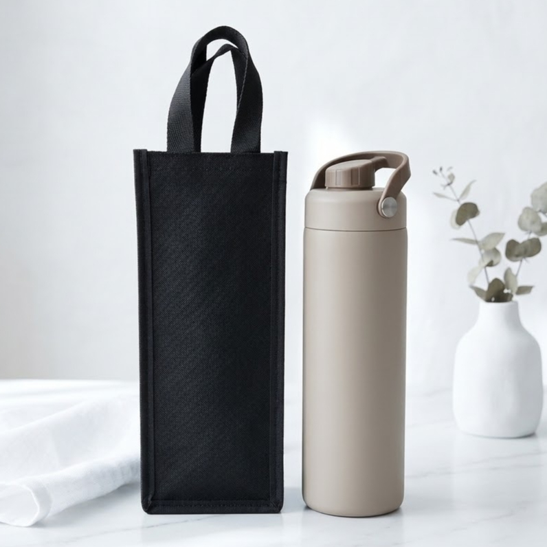 Tas Botol Minum Bahan Spunbond Polos Hitam Army Tempat Tumbler 2000ml