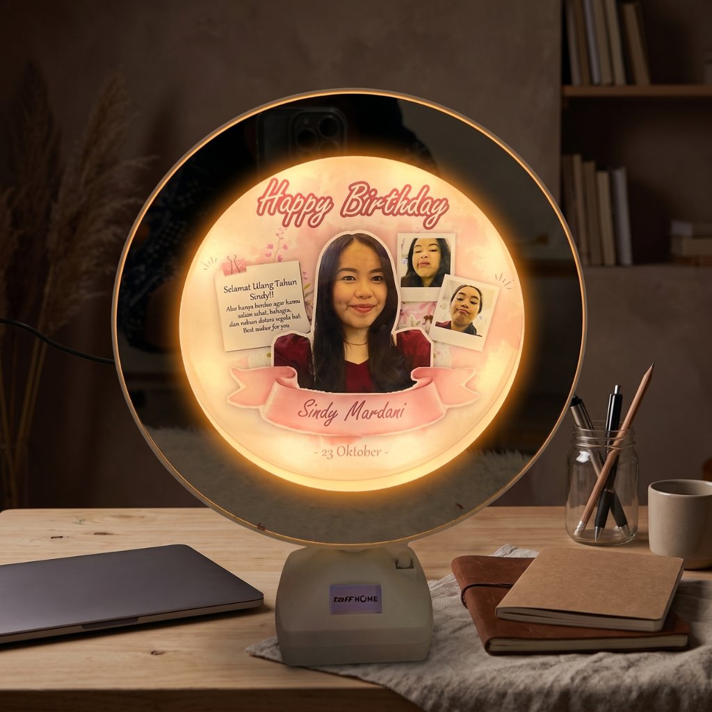Cermin Mirror Kaca Foto Lampu LED Rias Magic Ajaib Kado Ulang Tahun / Wisuda / Pernikahan