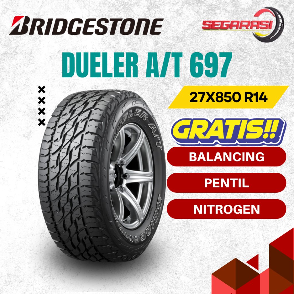 BRIDGESTONE DUELER A/T 697 27X850 R14 TUBELESS - BAN MOBIL BRIDGESTONE DUELER AT 697 27X850 R14
