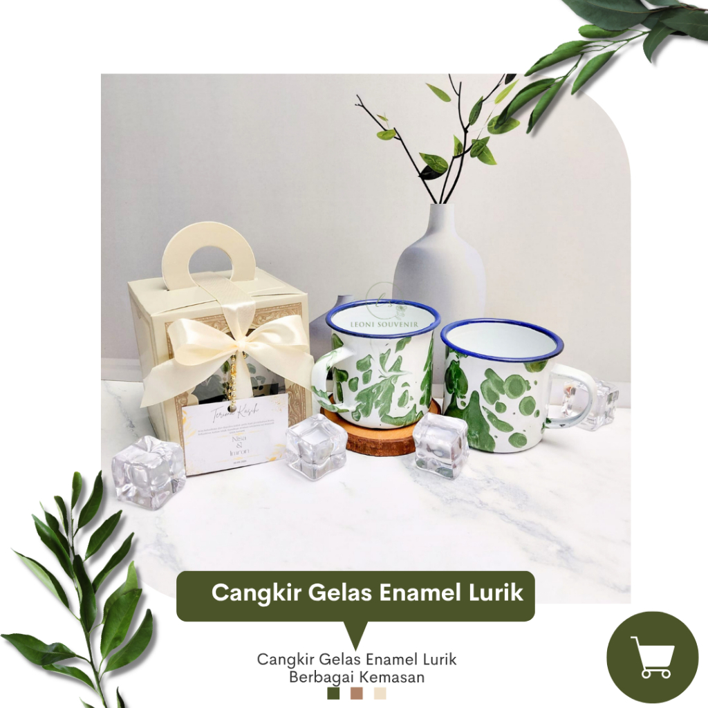 Souvenir Cangkir Gelas Enamel Lurik