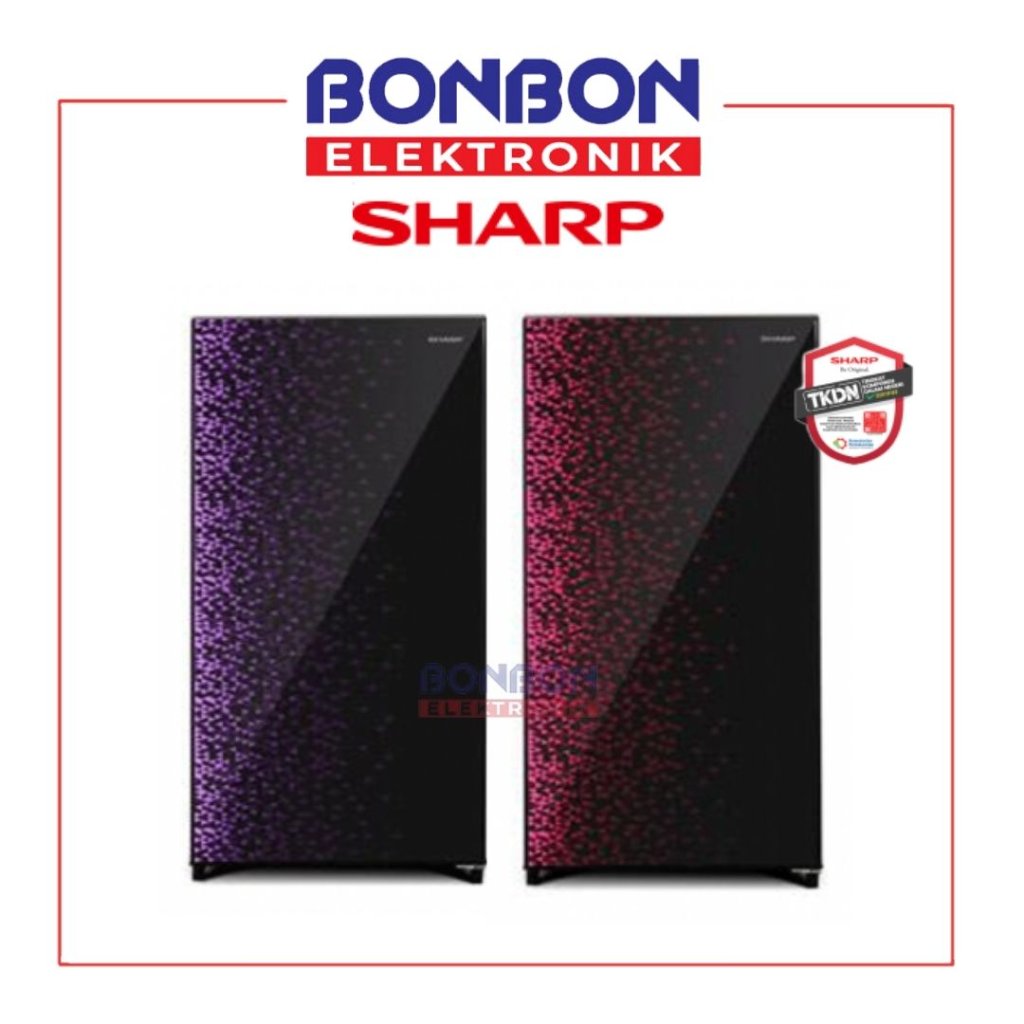 Sharp Kulkas 1 Pintu 184L SJ-X196MG-GB / SJ X196MG / SJ-X196MG-GR - Geometric Design - Tempered Glas