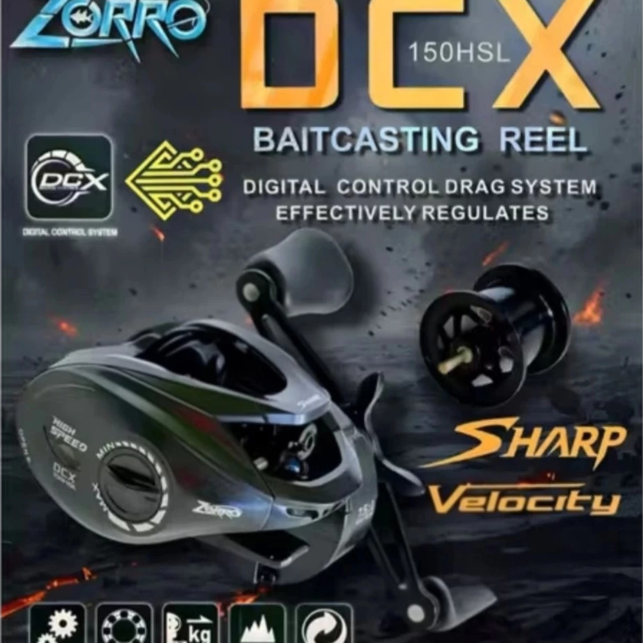 Reel Pancing Baitcasting BC Zorro DCX Velocity 150 HSL Suara Zing 100% Nyaring