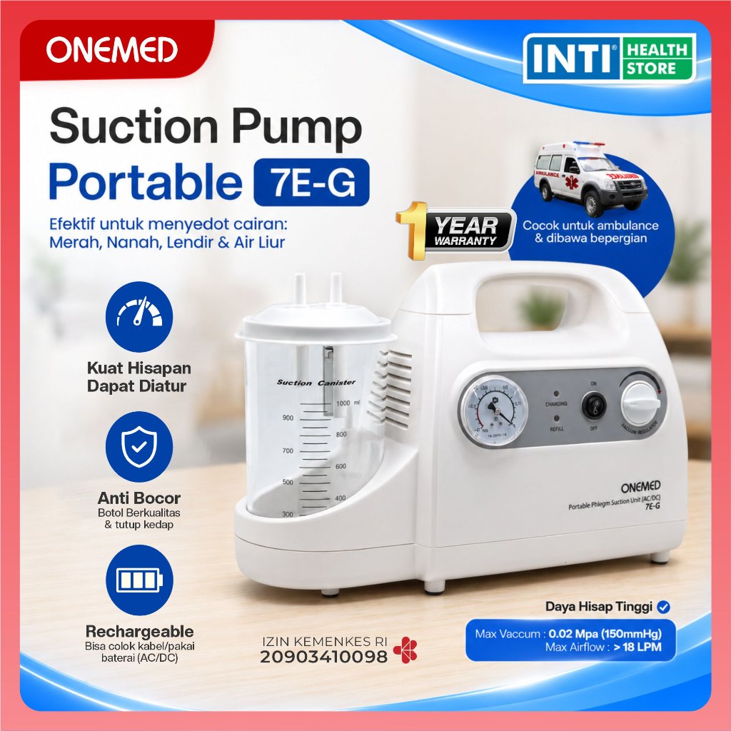 Onemed | SuctionPump Bayi Portable 7-G (AC/DC) | Suction Penyedot Lendir Dahak & Ingus