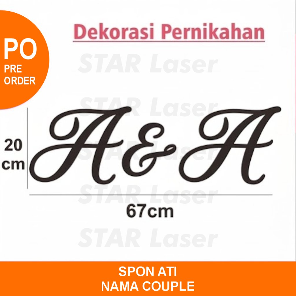 NAMA COUPLE DEKORASI BACKDROP PERNIKAHAN LAMARAN Bahan Spon Ati 1cm