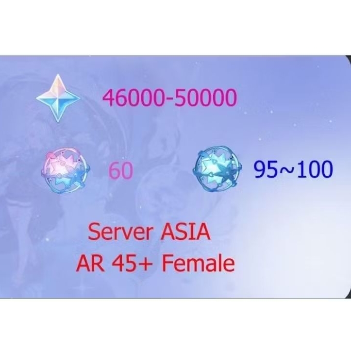 Akun Genshin Impact Reroll AR 45 Female ASIA 370-400x Gacha