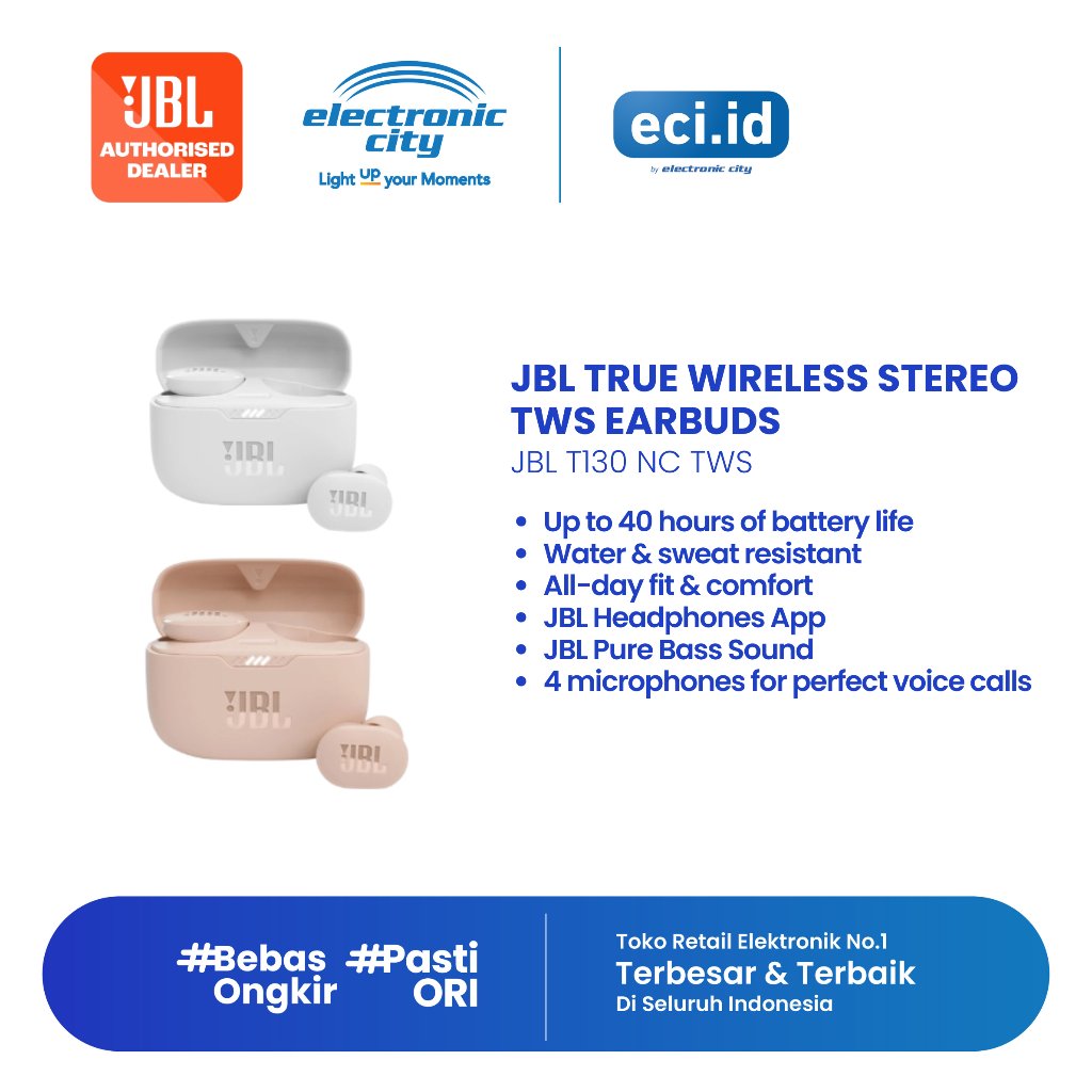 JBL True Wireless Stereo Earbuds - JBL T130 NC TWS