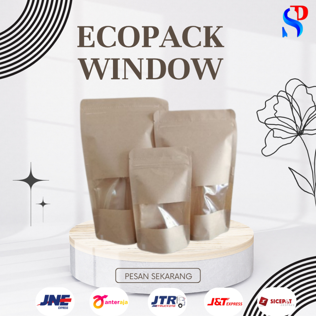 (50pcs)  KEMASAN STANDING POUCH PAPPER WINDOW 14 X 23 500Z KEMASAN WINDOW