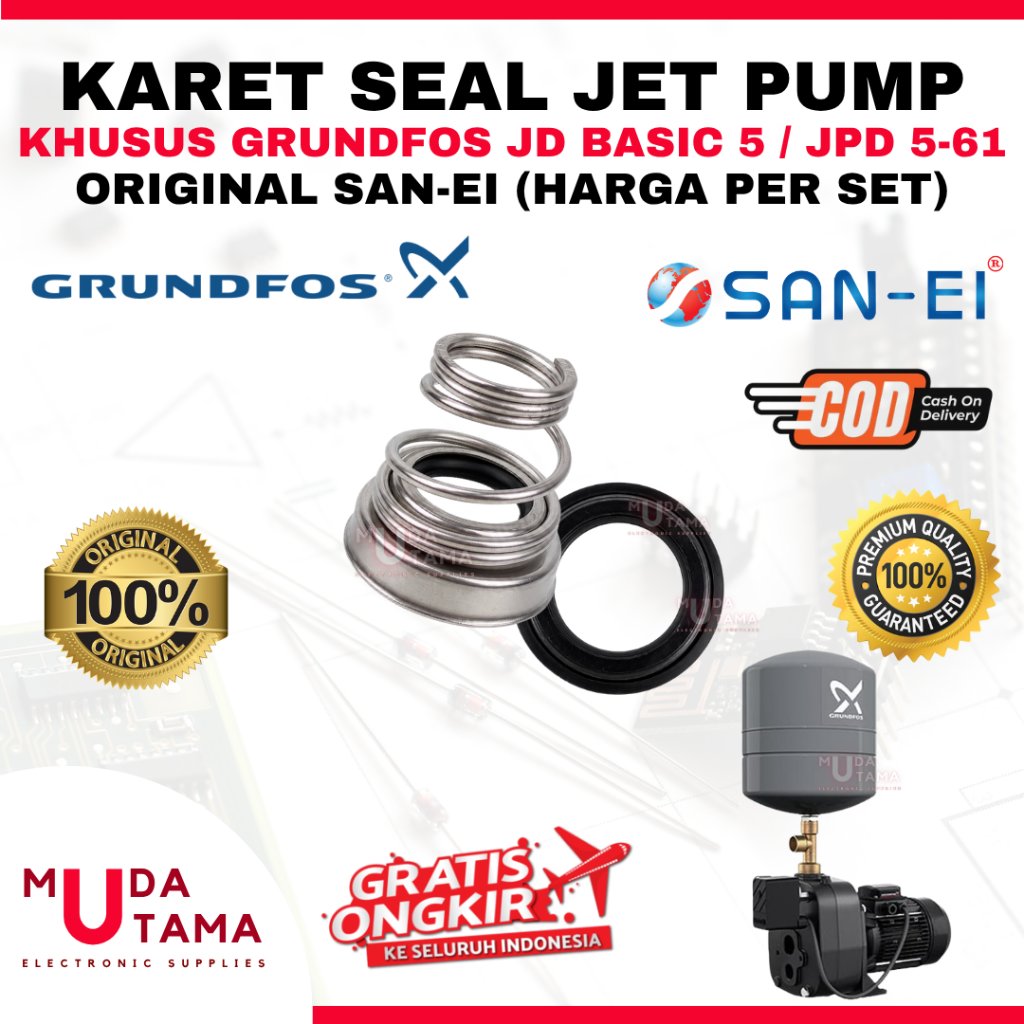 KARET SEAL JET PUMP GRUNDFOS JD BASIC 5 / JPD 5-61 ORIGINAL SAN EI - MECHANICAL SEAL POMPA JETPUMP G