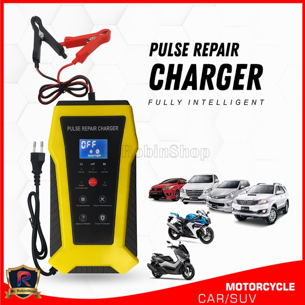 Charger Aki Portable 3A, 5A, 6A, 8A /12v Mobil dan Motor / Otomatis Charger Accu / Alat Cas Aki.