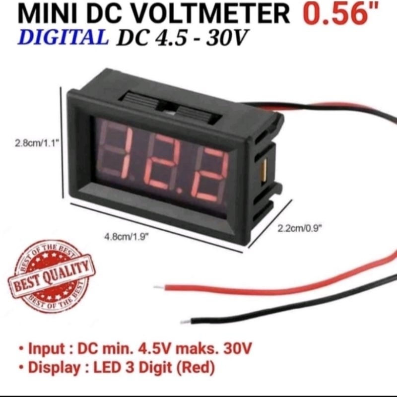 VOLTMETER DIGITAL DC FRAME MERAH VOLTMETER POWER SUPPLY RIG HT ICOM KENWOOD MOTOROLA 0,56" / 3.2-30 
