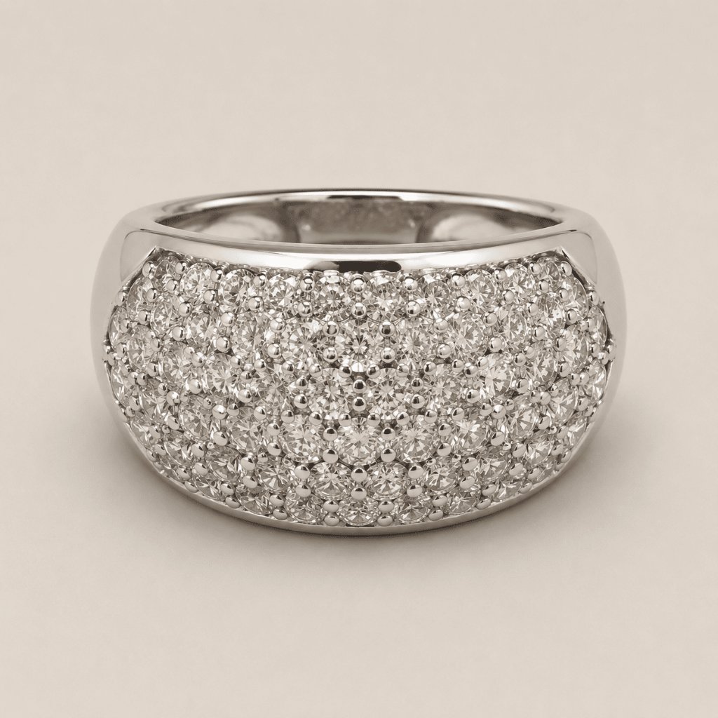 YOBEL-CINCIN WANITA PESTA TEBAL FULL PAVÉ BERLIAN SILVER [72000497]
