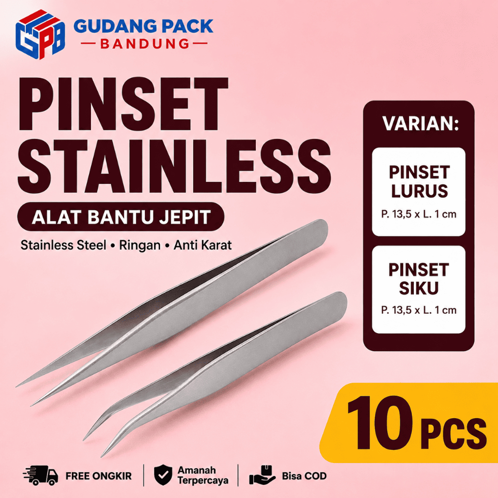 [ 10 PCS ] Pinset Stainless | Pinset Siku Lurus Stainless Steel Laboratorium | Pinset Tweezers | Pin