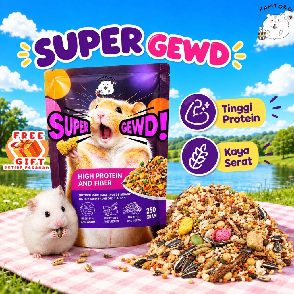 HAMTORO Super Gewd Mix Makanan Hamster Snack LENGKAP dengan Protein Hewani