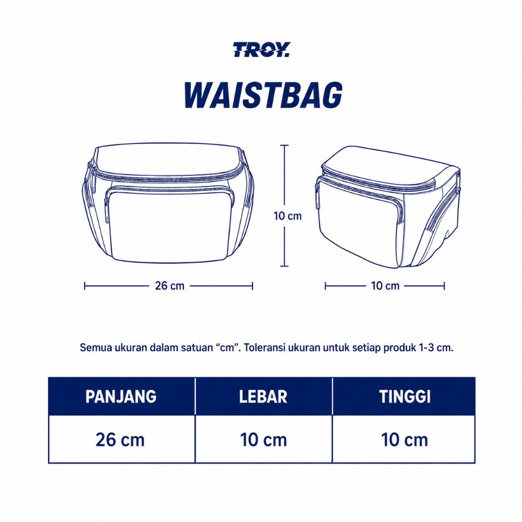 Troy Company Waistbag Black Thunder Grip - Tas Pinggang Selempang Hitam WB 3240