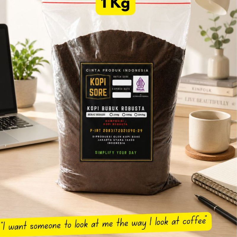 KOPI SORE – Kopi Bubuk 1Kg ROBUSTA LAMPUNG – Aroma Harum, Rasa Pahit, Kopi Hitam, Kopi Tubruk, Kopi 