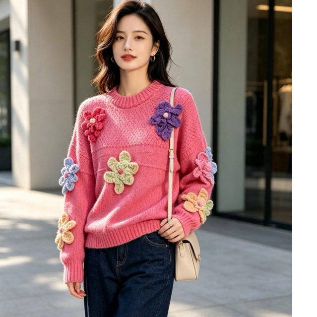 BANGKOK 3D FLOWER KNIT SWEATER