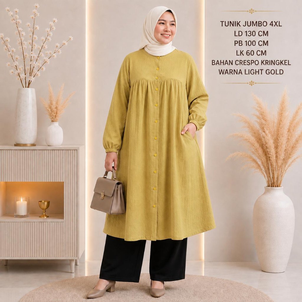 Tunik Jumbo Ld 130 Cm Model Polos Terbaru Koleksi Terbaru - Salsa Tunik
