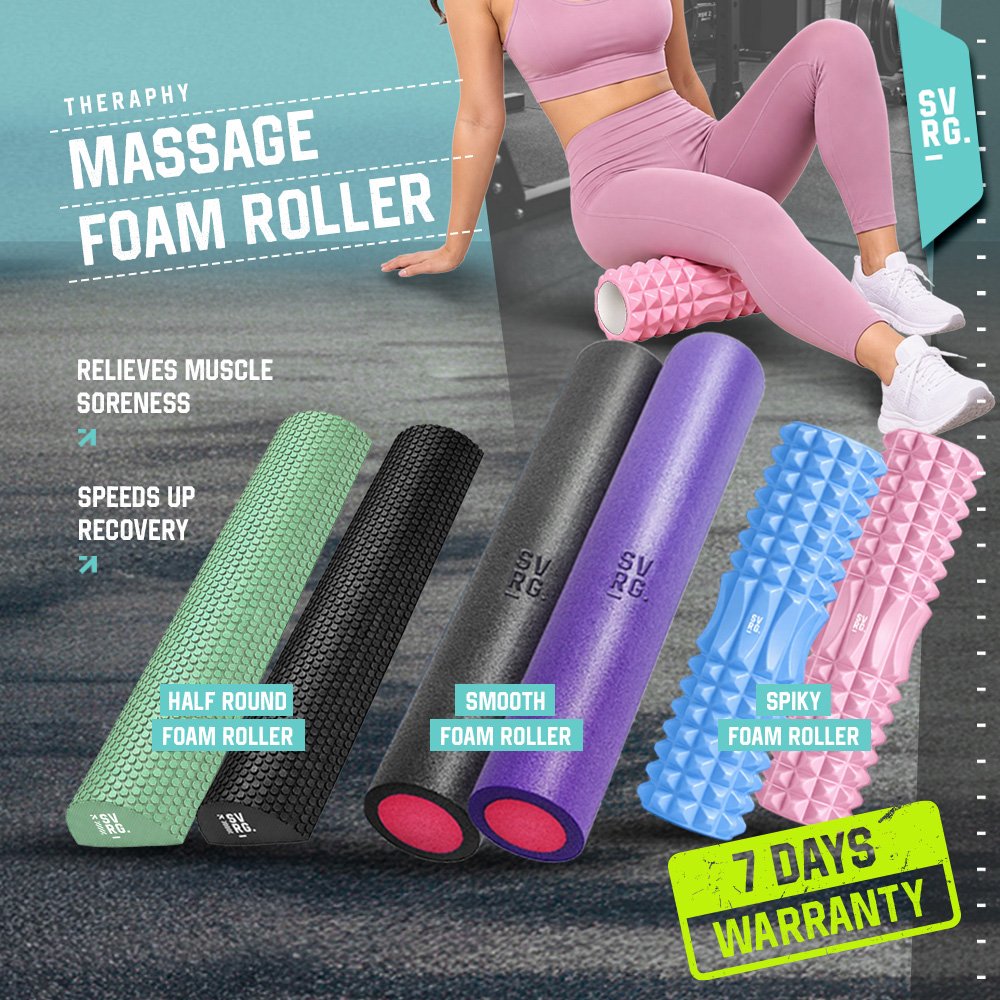 SVRG Foam Roller EVA Spiky Smooth Half Round - Yoga Pilates - Alat Pijat Otot & Massage - Stretching