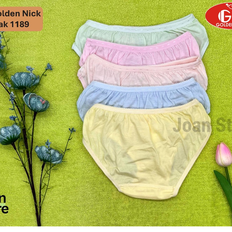 CD GoldenNick 1189 (6pcs 12pcs) Celana Dalam Anak Perempuan/Cewek Golden Nick CD 1189 Katun Sablon K