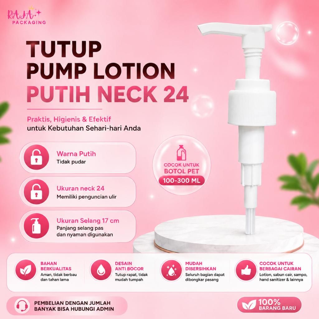 TUTUP BOTOL PUMP LOTION NECK 24/TUTUP BOTOL PUMP BODY LOTION/TUTUP BOTOL PUMP BODY WASH/TUTUP BOTOL 
