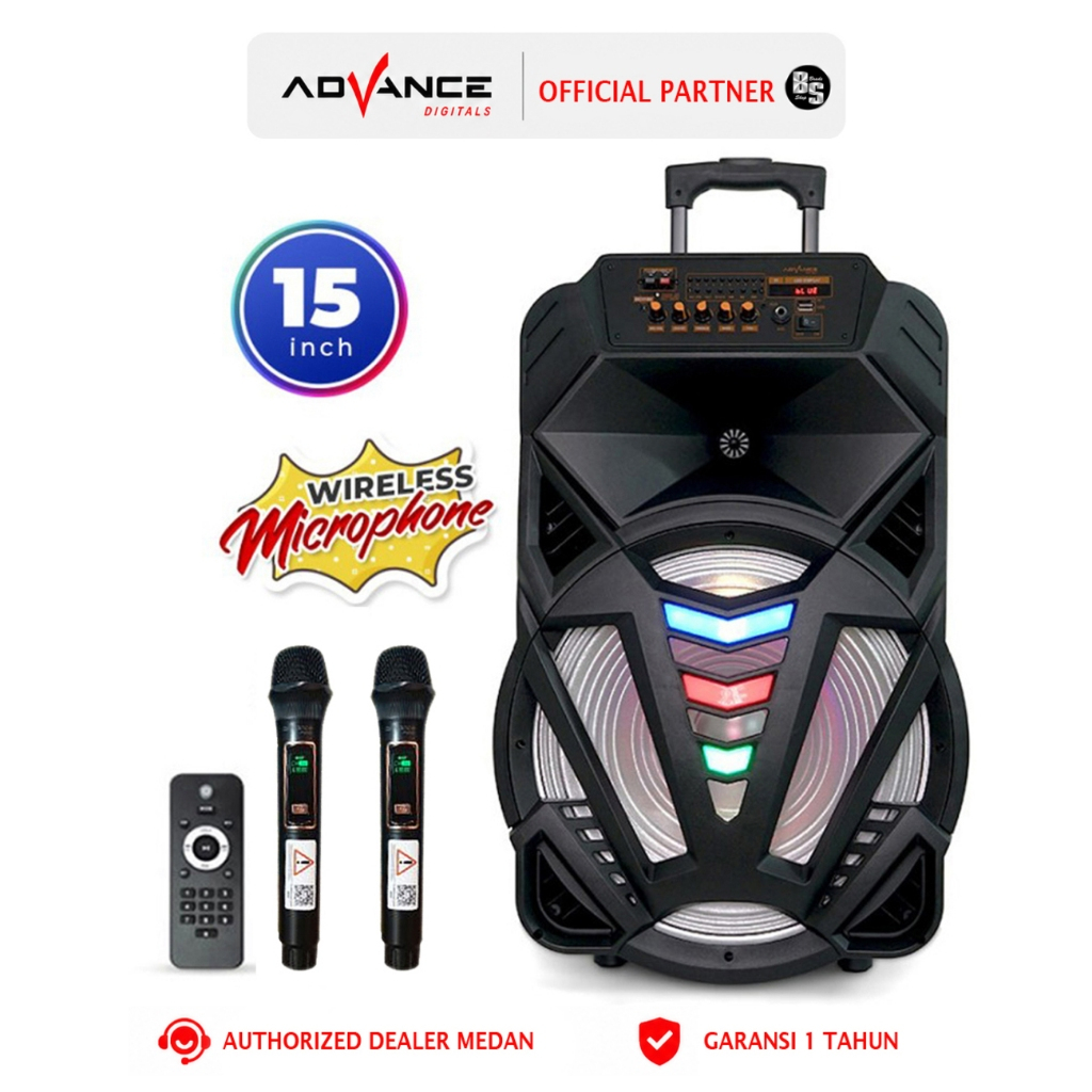 ADVANCE Speaker Bluetooth 15 Inch Advance K1501 + 2 Pcs Microphone Wireless K1501N