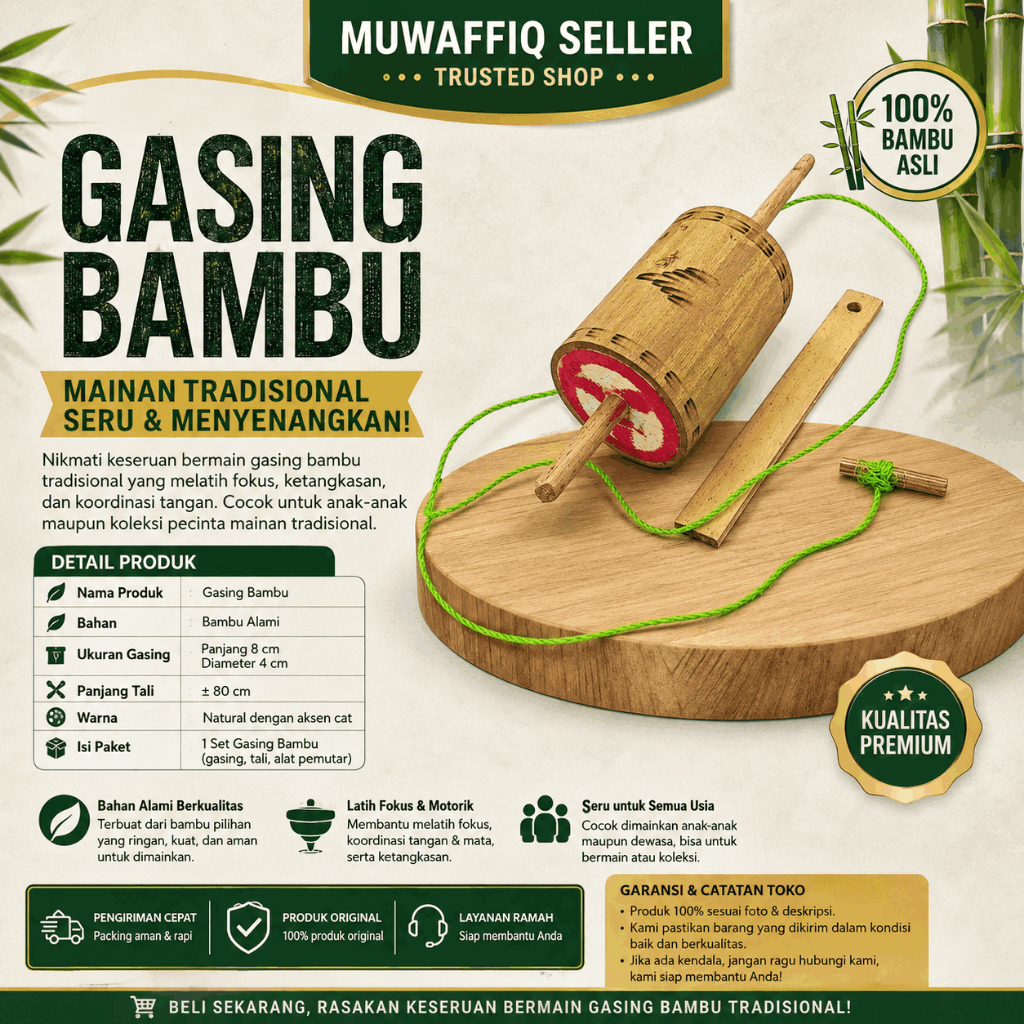 TRENDING Gasing Bambu / Gangsing Bambu / Gasing Bambu Bunyi Mainan Tradisional Anak Mainan Edukasi A