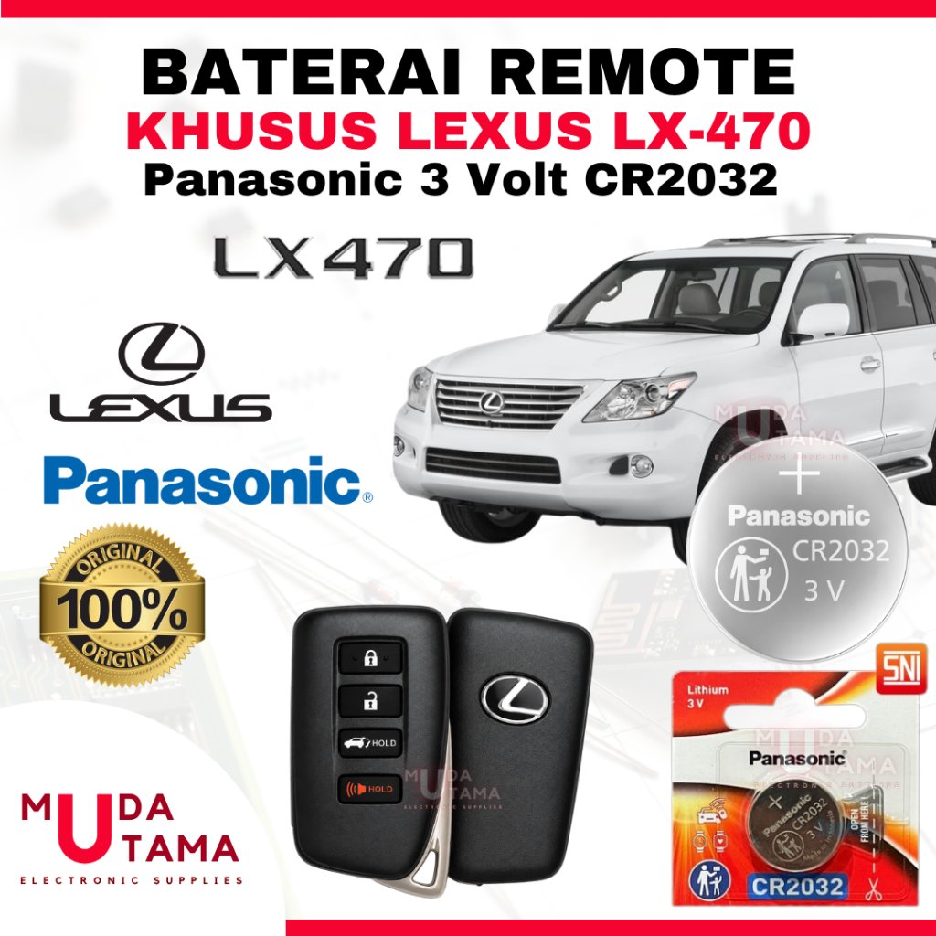 Baterai Remote Mobil LEXUS LX470 - ORIGINAL PANASONIC CR2032 3 Volt | Battery Remote LEXUS LX470 CR2