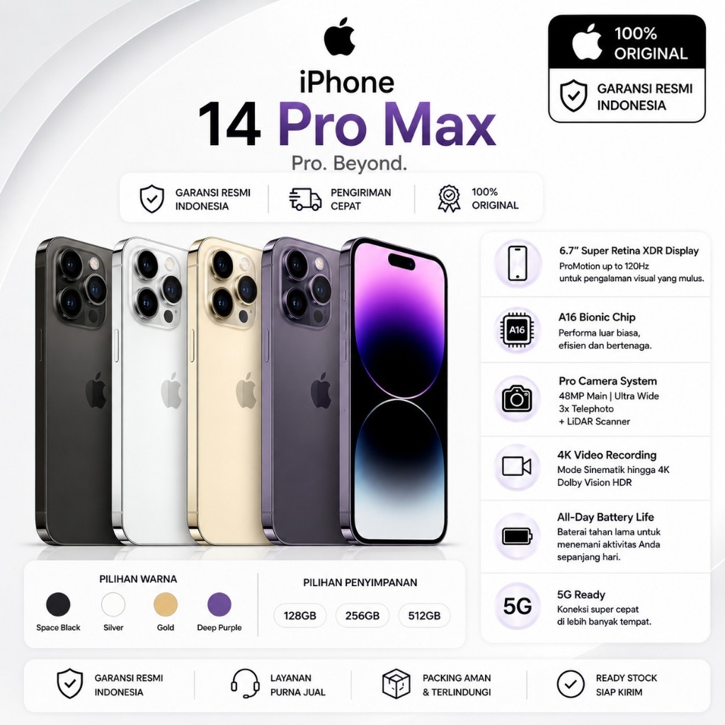 iBox Apple iPhone 14 Pro Max IMEI Permanen Garansi 24 Bulan Second Like Baru iPhone Fullset 100% Ori