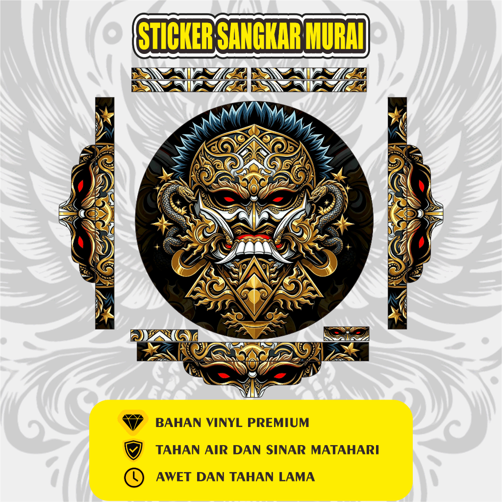 Stiker Sangkar Burung Murai Decal Sangkar Murai Batu Motif Barong Maskot Etnik Premium Waterproof