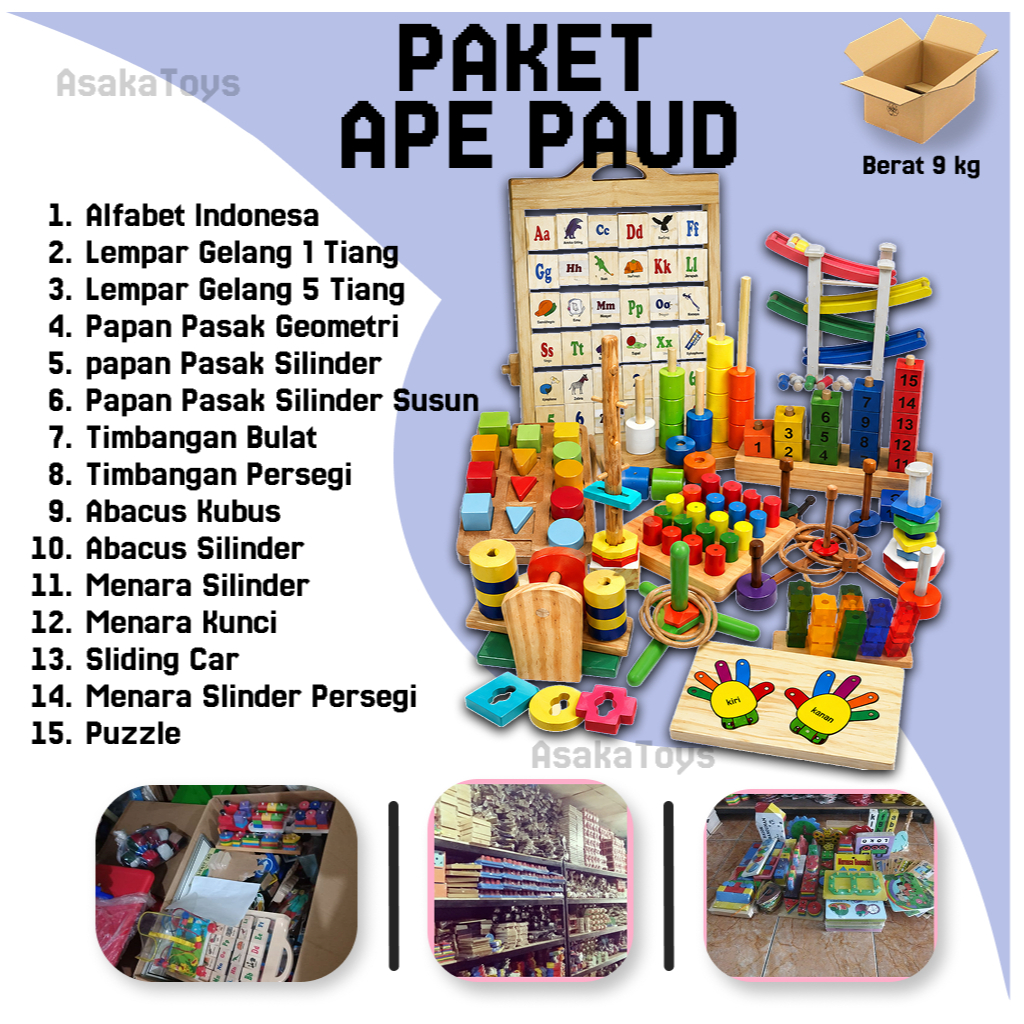 Paket APE PAUD Lengkap 15 Jenis | Alat Permainan Edukatif TK PAUD | Mainan Edukasi Anak