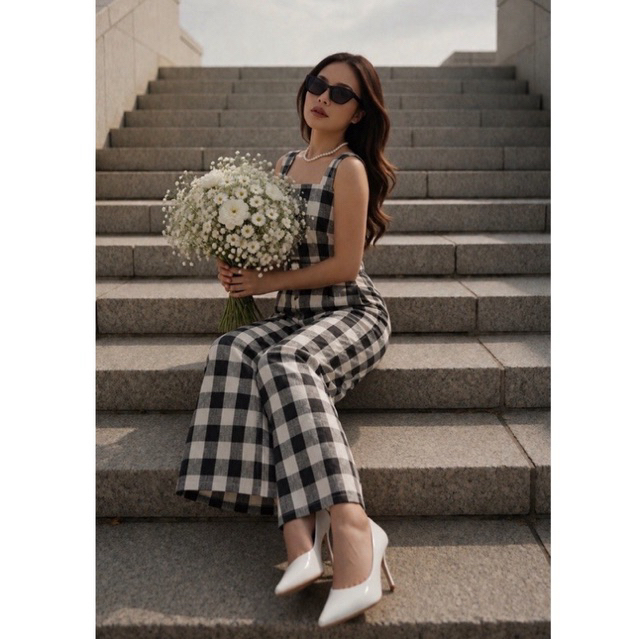 Anko Plaid Linen Jumpsuit