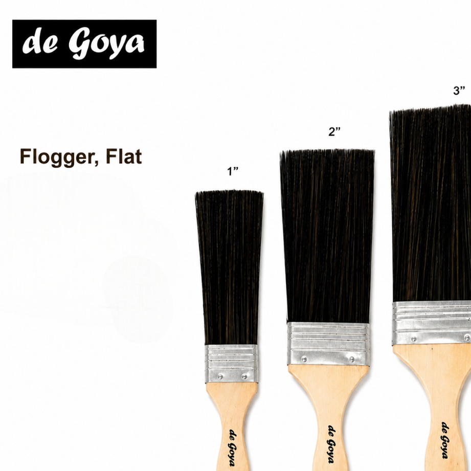 De Goya Flogger Flat Brush - Kuas Lukis Efek Wood Grain & Tekstur Mixed Nylon