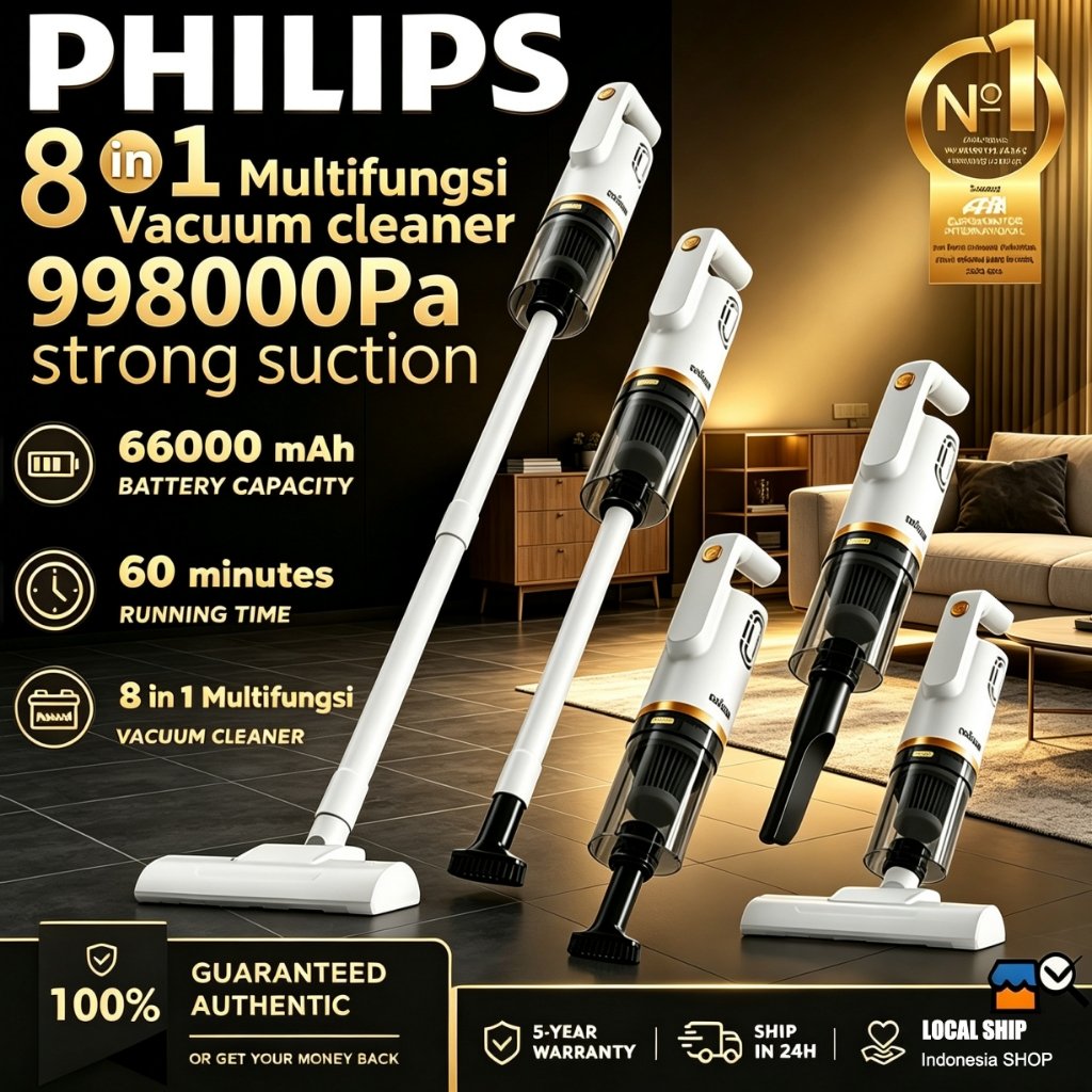 PHILIPS [Diskon] Vacum Cleaner Penyedot Debu 8 IN 1Cordless Portable 998000Pa Mini Penyedot Debu