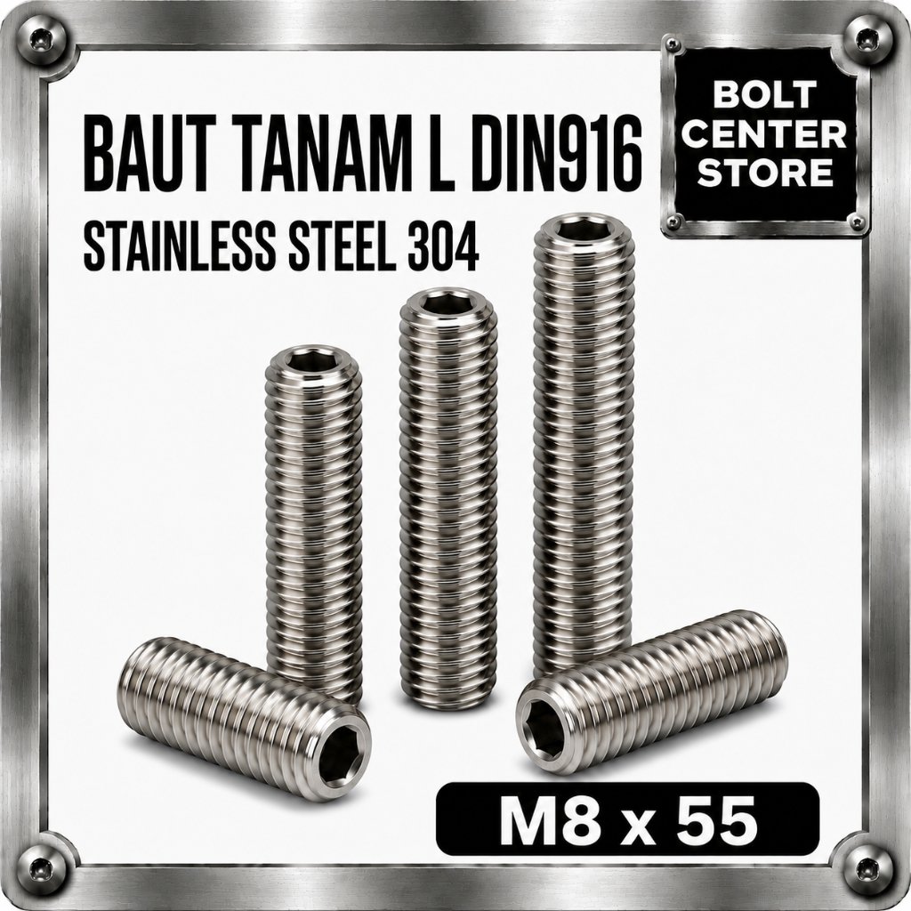 Baut Tanam L M8 x 55 / L-Set Socket M8x55 Stainless SS304