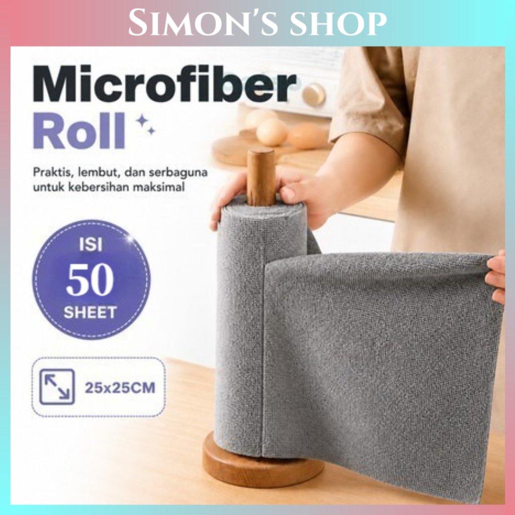 20/50 Lembar Kain Lap Microfiber Dapur Roll Kain Lap Minyak Tissue Dapur Roll Gulung Serbaguna Anti 