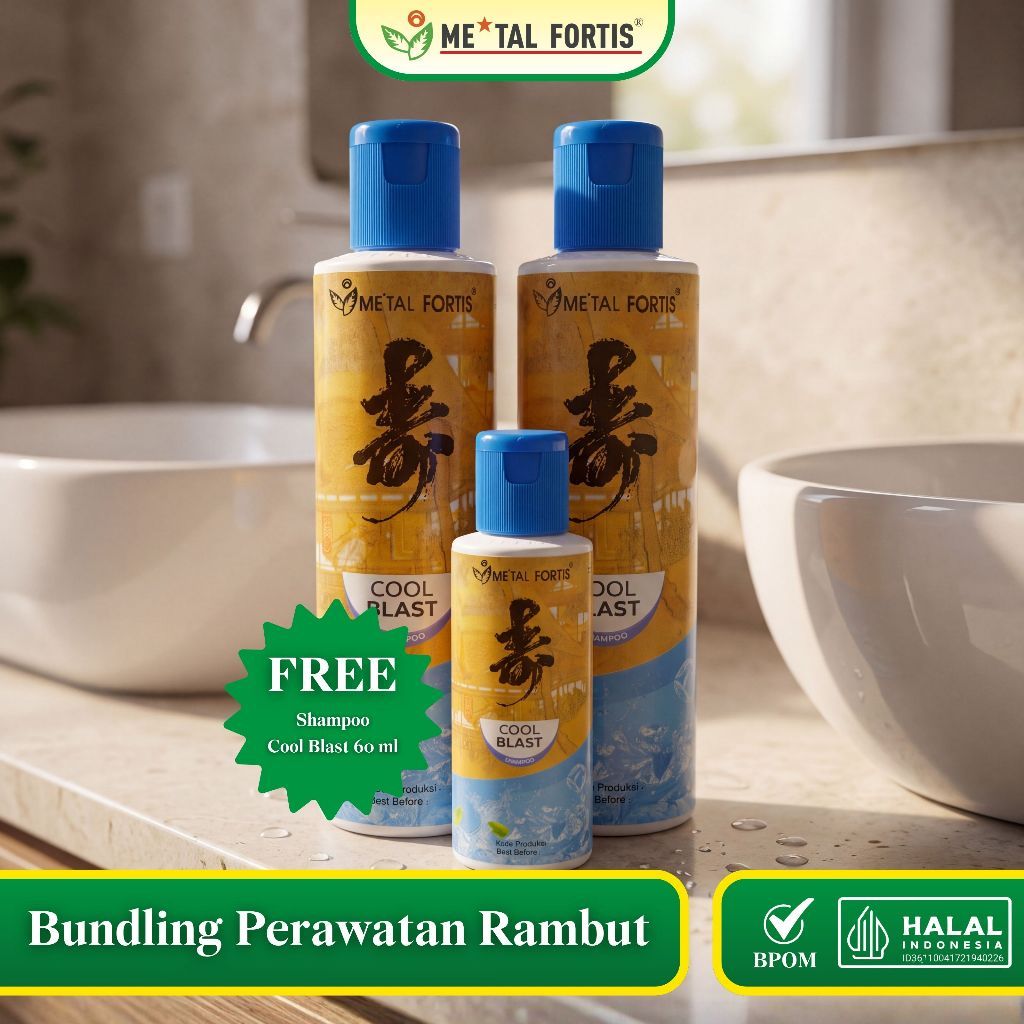 METAL FORTIS Bundling Perawatan Rambut 2 Shampoo Cool Blast 200 ML dan Cool Blast 60 ML