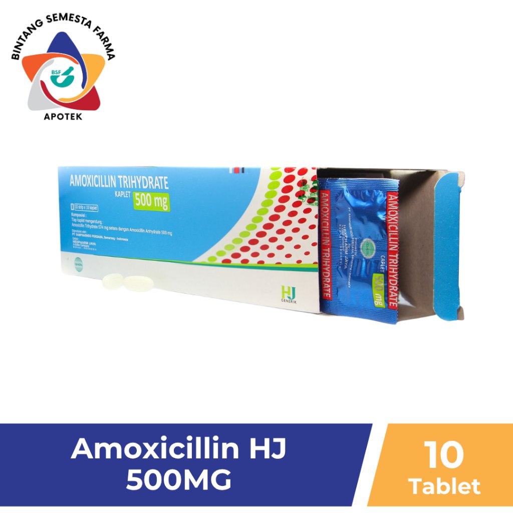 AMOXICILLIN GENERIK HJ 500 MG 1 STRIP @ 10 KAPLET