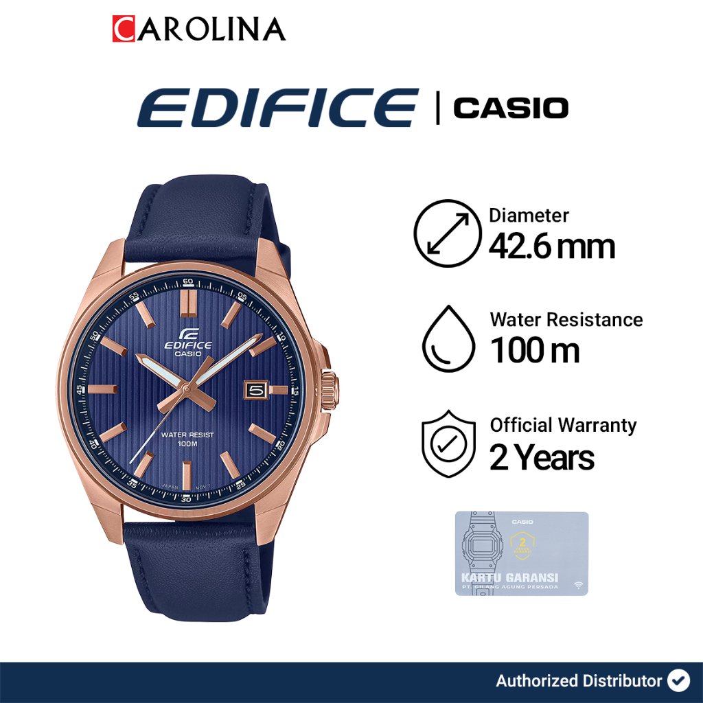 Jam Tangan Pria Casio Edifice Analog 3 Jarum EFV-150CL-2A Blue Dial Blue Leather Strap