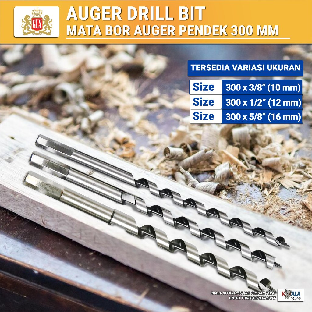 GLX Mata Boer Auger Bit / Mata Bor Kayu Pendek GLX 300