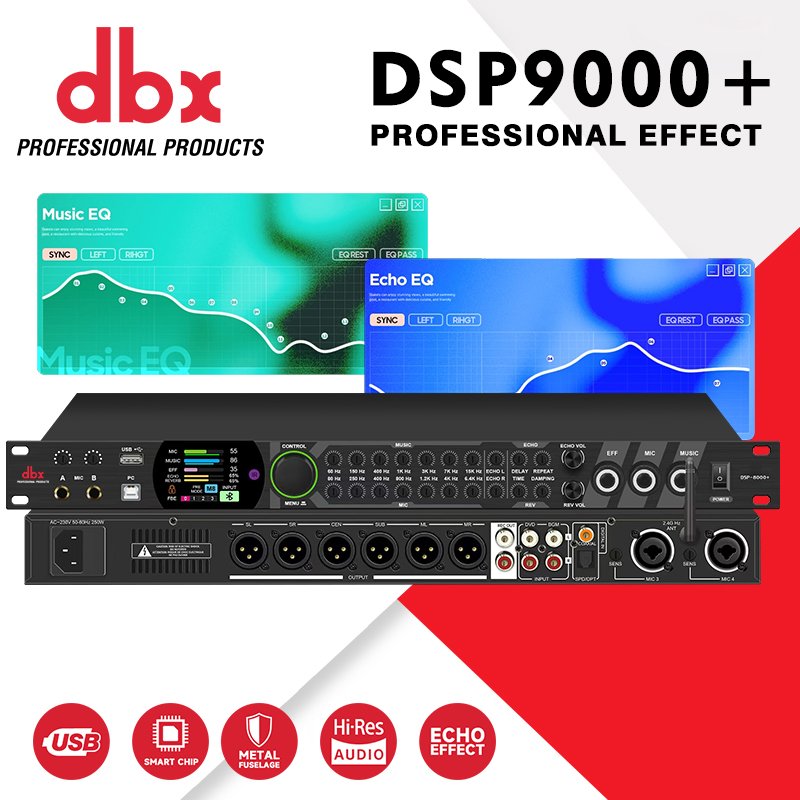 DBX DSP9000+ Prosesor Efek Digital Pre‑Amplifier Profesional, Reverb Anti‑Umpan Balik, Equalizer Aud