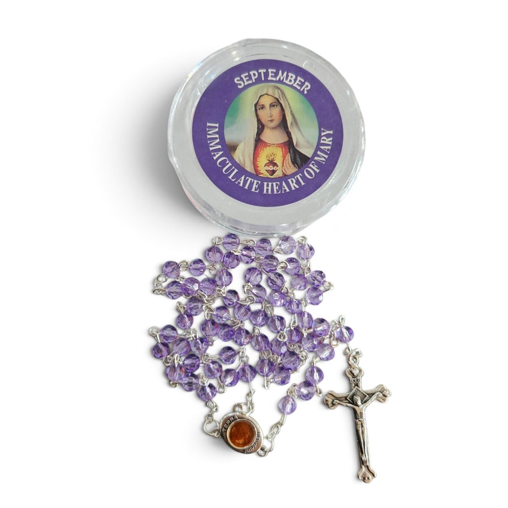 Rosario Birthstone September Immaculate Heart Of Mary Sapphire Terra Jerusalem