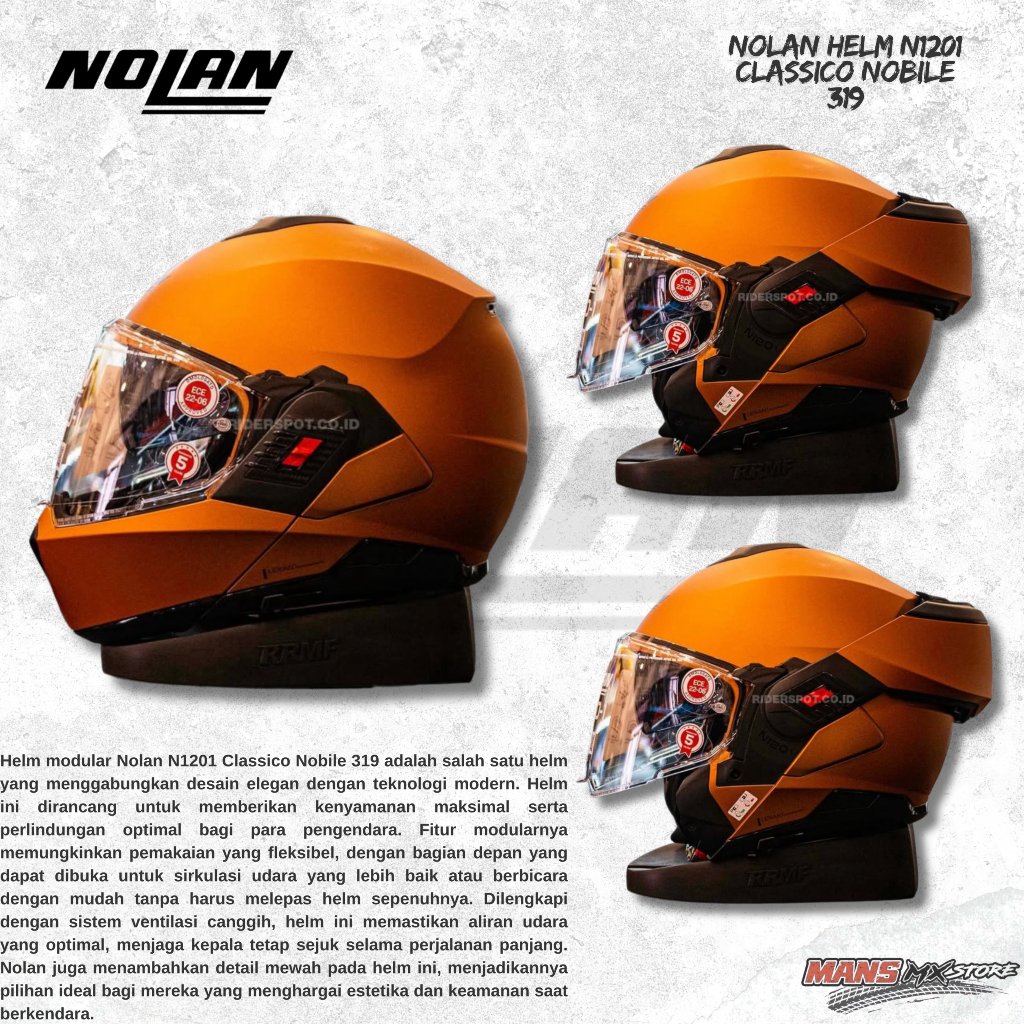 NOLAN N1201 CLASSICO NOBILE 319 ORANGE MATT MODULAR HELMET NOLAN MODULAR ORIGINAL