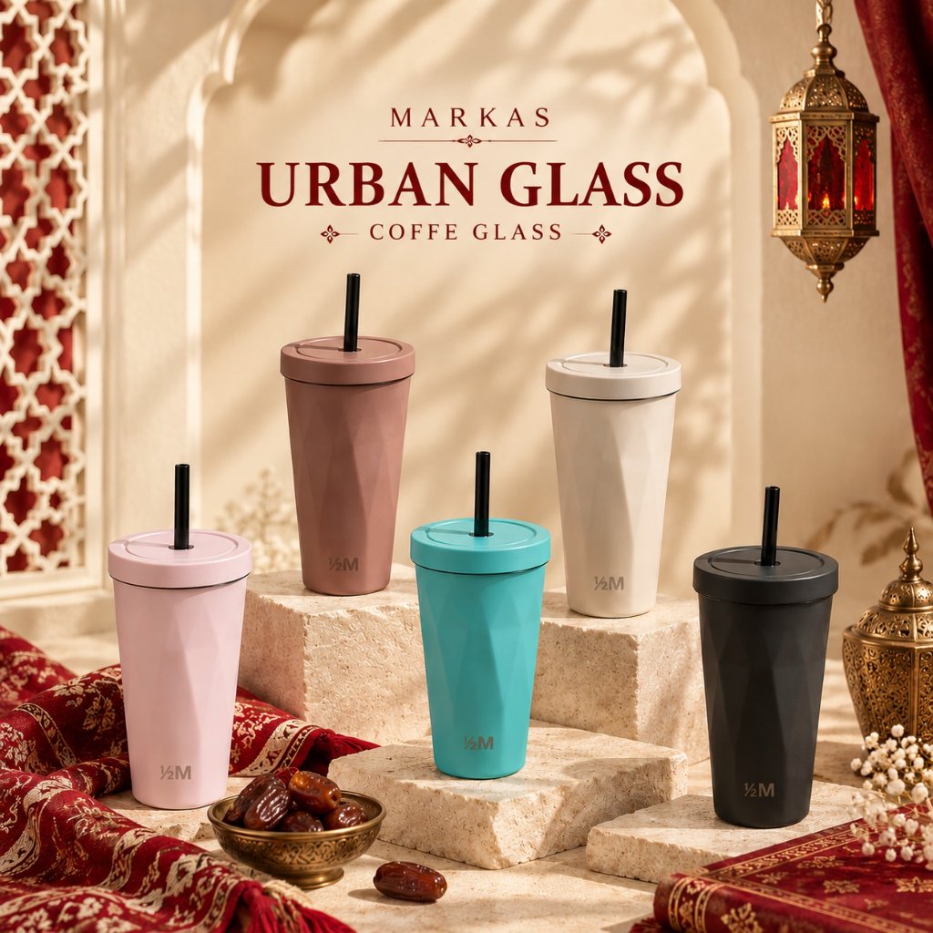 Tumbler 1/2 M Premium Urban Glass 500ml Glass Coffee Hot & Cold Stainless Steel SUS 304 - TMS 760