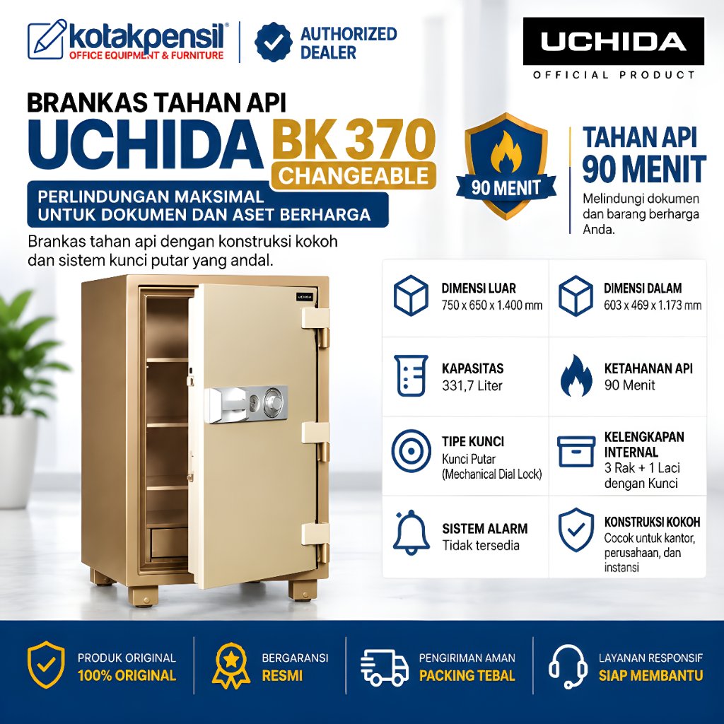 Brankas UCHIDA BK 370 | Brankas Emas dan Uang Tahan Api | Brankas Dokumen | Brangkas Berangkas