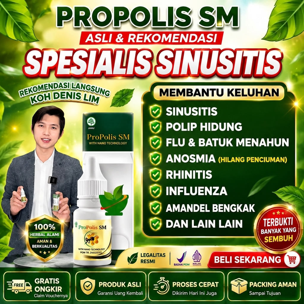 Obat Polip Hidung, Sinusitis, Hidung Tersumbat, Pilek Menahun - Obat Tetes Hidung Propolis SM Brazil