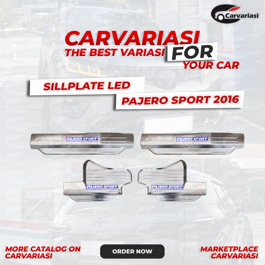 Sillplate LED Carvariasi Pajero Sport 2016 Aksesoris Mobil SILL PLATE PAJERO 2016 LED CHROME
