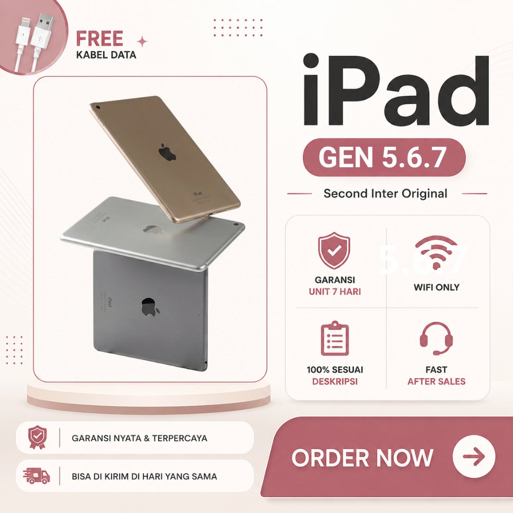 (COD) Apple iPad 5 // iPad 6 // iPad 7 // Second Original Inter // Wi-Fi Only // Garansi 1 Bulan // 