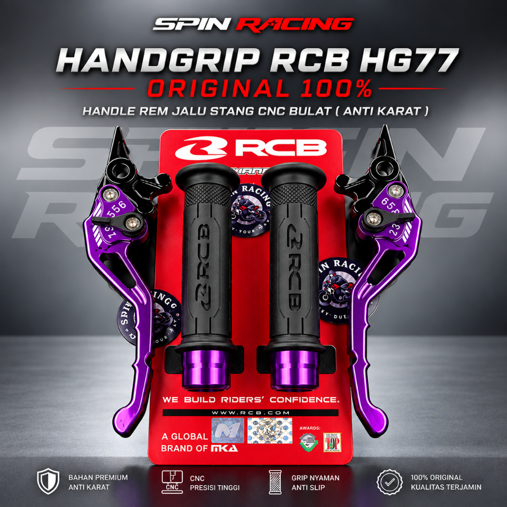 Handgrip RCB Original RCB HG77 + Jalu Stang BULAT ARM AKN CNC + Handle Rem Stelan CNC Handgrip Motor
